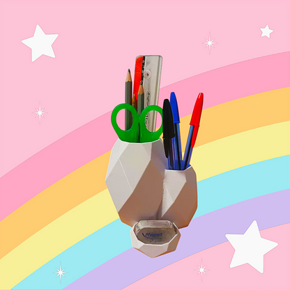 Marble Look 3 Compartment Pen Holder – Stylish &amp; Functional Desk Organizer