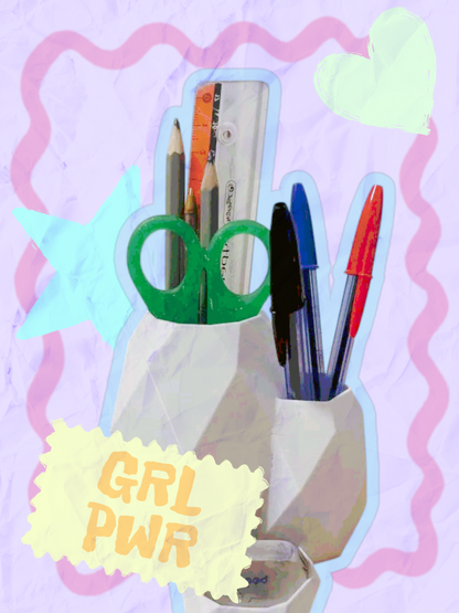 Marble Look 3 Compartment Pen Holder – Stylish &amp; Functional Desk Organizer